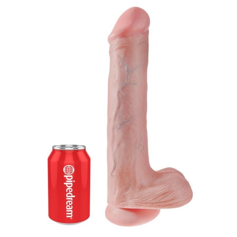 Dildo King Cock cu testicule și ventuza, 38 cm