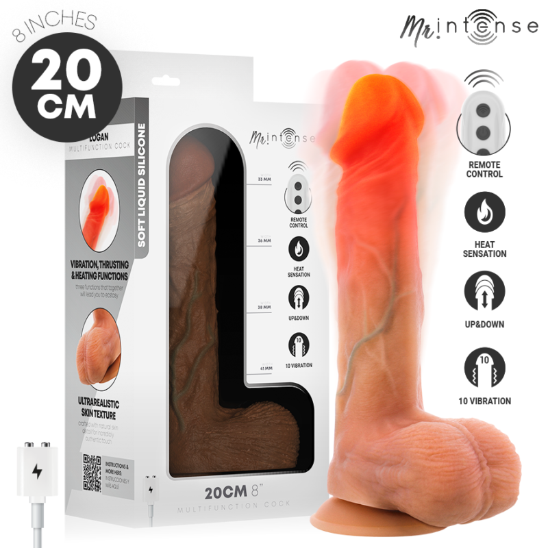 Vibrator Logan Mr. Intense cu incalzire și telecomanda, 20 cm